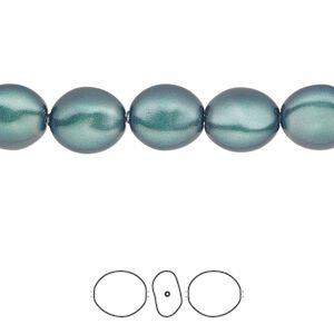 Pearl 10pk iridescent Tahitian look, Crystal Passions® 10x9mm baroque coin 5842