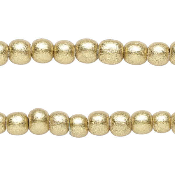 Taiwanese cheesewood 1pkg2, hand-cut painted round bead 15.5-16 inch metallic yellow gold 6mm image number 0