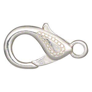 Clasp lobster claw 1pkg4 "pewter" (zinc alloy), 25x15mm double-sided, silver-finished 1-strand