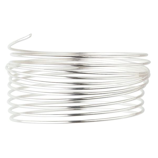 Wire, sterling silver, half-hard, round, 22 gauge. Sold per 25-foot spool. image number 0