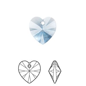 Drop 24pk cool blue, Crystal Passions® Regenerated 14mm pendant heart 6228