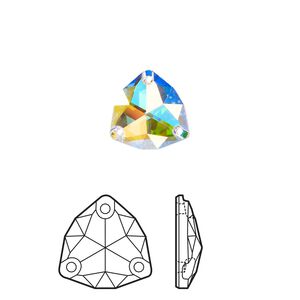 Sew-on 1pk crystal AB foil back, Crystal Passions® 20mm trilliant 3272