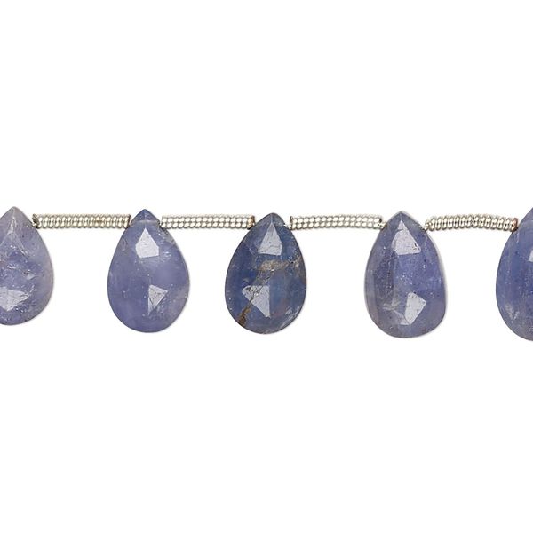 Tanzanite 1pkg20, hand-cut top-drilled faceted puffed teardrop bead 9x6mm-11x8mm image number 0