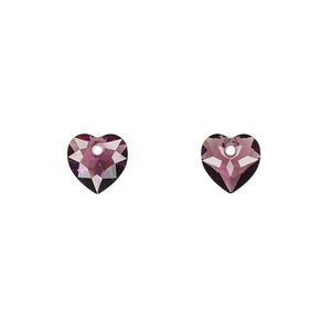 Drop 72pk amethyst, Swarovski® 8mm pendant heart cut 6432