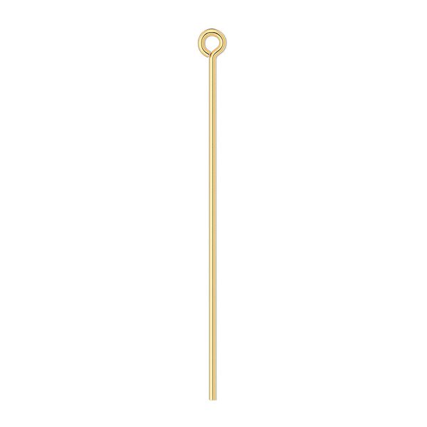 Eye pin, gold-plated brass, 1-1/2 inches, 21 gauge. Sold per pkg of 100. image number 0