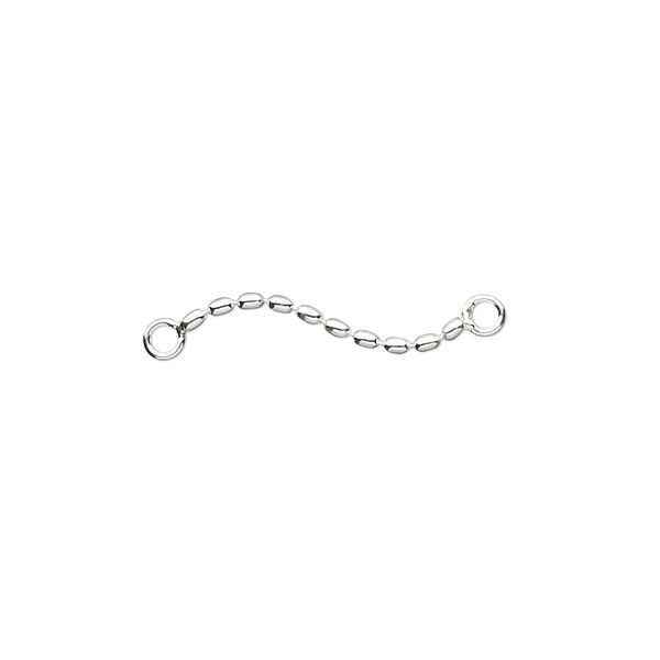 Extender chain, sterling silver, 1mm ball with 2 loops, 1 inch. Sold per pkg of 4. image number 0