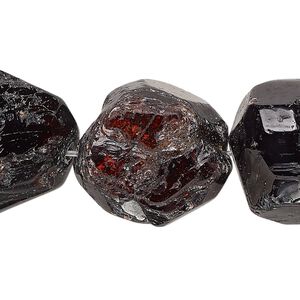 Garnet 1pkg1, faceted nugget bead 15 inch large