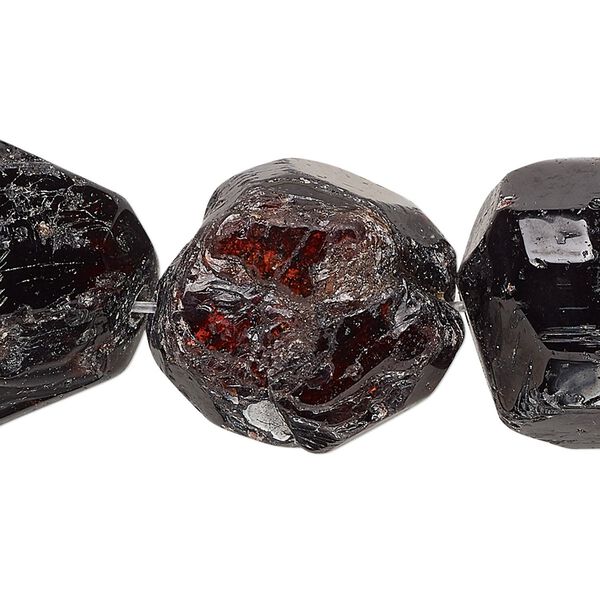 Garnet 1pkg1, faceted nugget bead 15 inch large image number 0