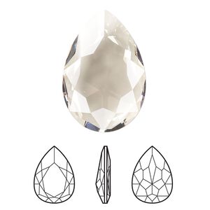 Fancy stone 1pk crystal silver shade, Crystal Passions® 30x20mm pear 4327
