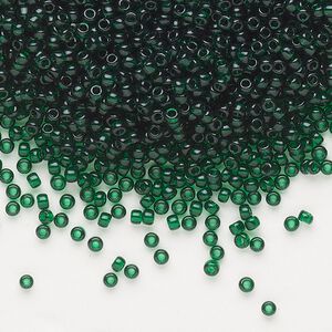Seed bead, Dyna-Mites™, glass, pkg/40g, #11 round, transparent dark green, (23 11/0 RR).