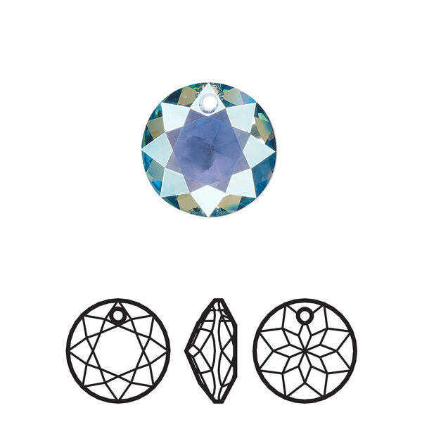 Drop 1pk aquamarine shimmer, Crystal Passions® 14mm pendant classic cut 6430 image number 0