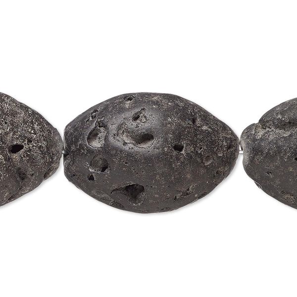 Bead, blackstone (dyed), 29x18mm-30x21mm rough oval, C grade, Mohs hardness 6-1/2 to 7. Sold per 8-inch strand. image number 0