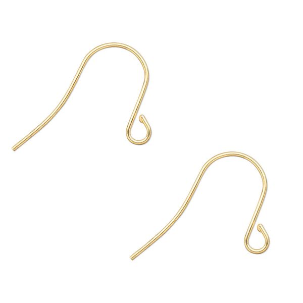 Ear wire fishhook 1pkg500 gold-plated, 15mm / open loop, 21 gauge brass 250 pair image number 0