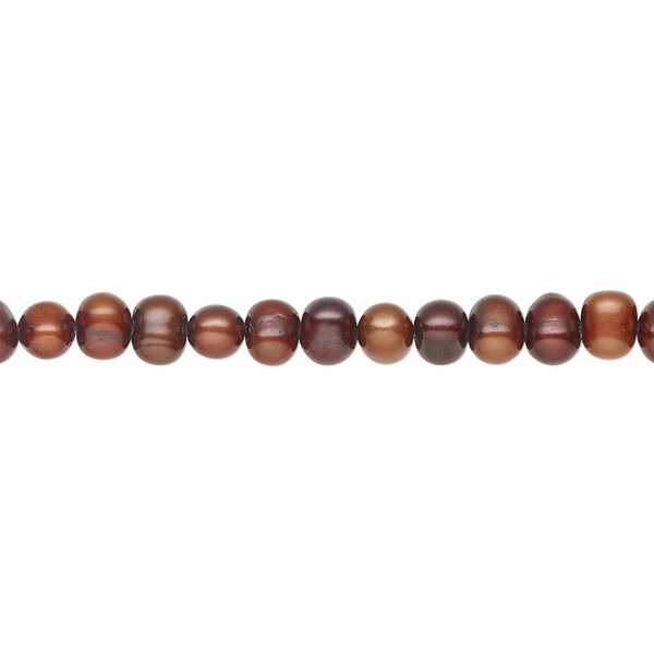 Pearl 1pkg1, cultured freshwater, semi-round C grade, 15 inch 3-4mm dyed copper rose image number 0