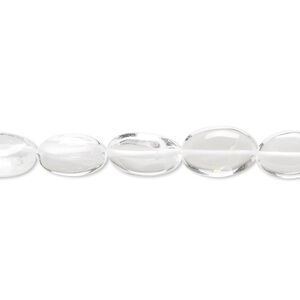Quartz crystal 1pkg1, hand-cut puffed oval bead natural 13 inch 9x6mm-12x7mm