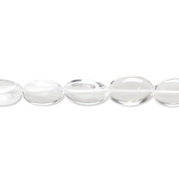 Quartz crystal 1pkg1, hand-cut puffed oval bead natural 13 inch 9x6mm-12x7mm image number 0