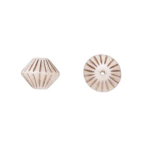 Bead, Preciosa, Czech pressed glass, opaque white matte copper, 11mm fluted bicone. Sold per pkg of 12.