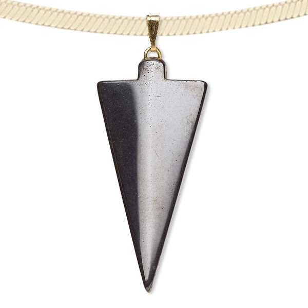 Pendant, Hemalyke™ (man-made) and gold- and/or silver-plated brass bail, 40x18mm arrowhead. Sold per pkg of 4. image number 0