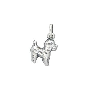 Charm, sterling silver, 14x12mm dog. Sold individually.