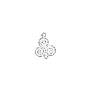 Link, sterling silver, 12mm 3-spiral circles. Sold per pkg of 2.