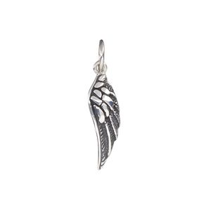 Charm, antiqued sterling silver, 20x6mm single-sided wing. Sold individually.