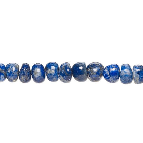Bead, lapis lazuli (natural), 5x2mm-7x5mm hand-cut uneven round and uneven rondelle with 0.4-1.4mm hole, C grade, Mohs hardness 5 to 6. Sold per 8-inch strand. image number 0