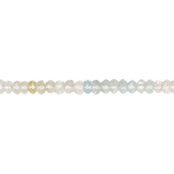 Bead, goshenite / aquamarine / golden beryl (natural/heated), 3x2mm-4x3mm hand-cut faceted saucer, B grade, Mohs hardness 7-1/2 to 8. Sold per 13-inch strand, approximately 150 beads. image number 0