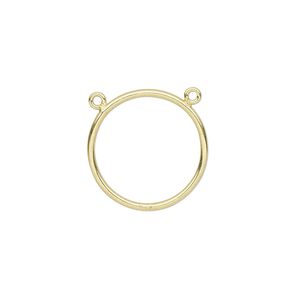 Connector, gold-plated sterling silver, 18mm open round with 2 loops. Sold individually.