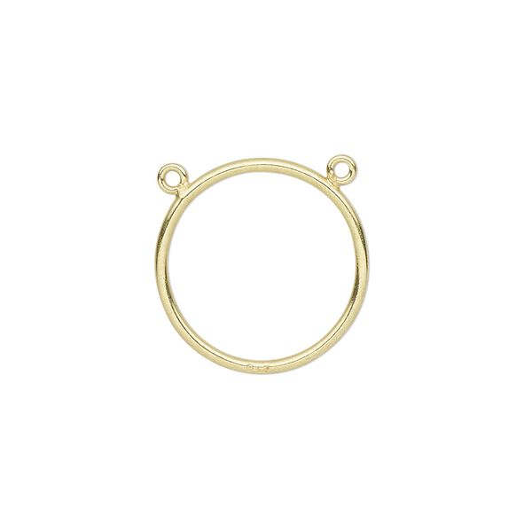 Connector, gold-plated sterling silver, 18mm open round with 2 loops. Sold individually. image number 0