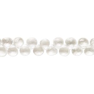 Quartz crystal 1pkg1, hand-cut top-drilled faceted puffed teardrop bead natural 7 inch 4x4mm-6x5mm