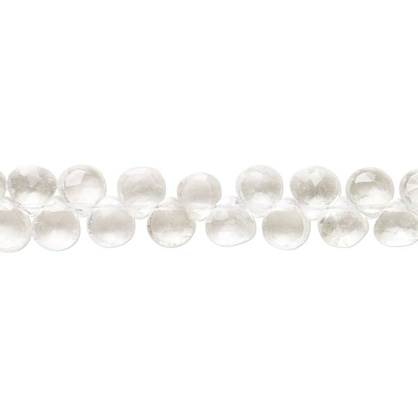Quartz crystal 1pkg1, hand-cut top-drilled faceted puffed teardrop bead natural 7 inch 4x4mm-6x5mm image number 0