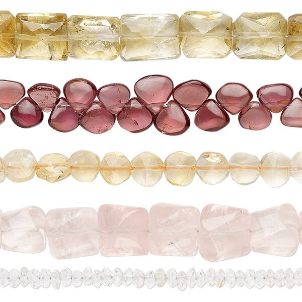 Multi-gemstone 1pkg5, hand-cut mixed shape bead 8 inch mix 3x2mm-10x10mm image number 0