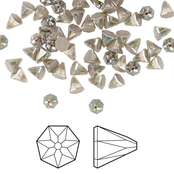 Flat back 144pk black diamond shimmer foil back, Swarovski® 4mm round spike 2019 image number 0