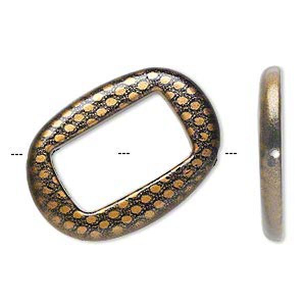 Bead, acrylic, brown and black, 45x32mm diagonally drilled flat open oval with snakeskin design and 29x17mm center hole. Sold per pkg of 24. image number 0