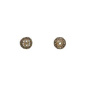 Bead, antique gold-plated brass, 6mm filigree round. Sold per pkg of 100.