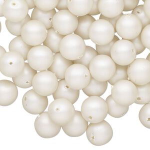Bead, acrylic pearl, ivory, 8mm round. Sold per 4-ounce pkg, approximately 345 beads.