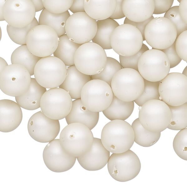 Bead, acrylic pearl, ivory, 8mm round. Sold per 4-ounce pkg, approximately 345 beads. image number 0