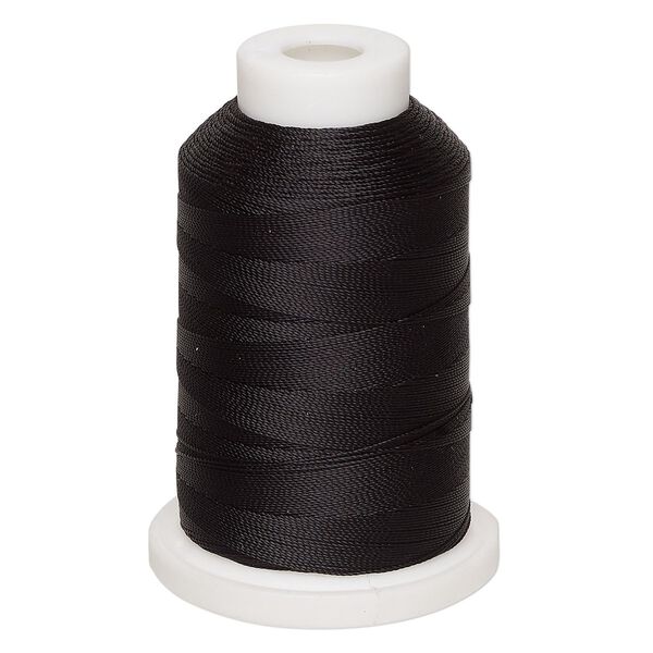 Thread, nylon, black, size AA. Sold per 700-yard spool. image number 0