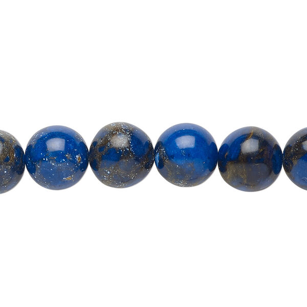 Bead, resin and multi-stone (dyed / assembled), lapis blue and brown, 10mm round. Sold per 8-inch strand, approximately 20 beads. image number 0