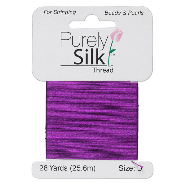 Thread, Purely Silk™, 3-ply, plum, size D. Sold per 28-yard card. image number 0