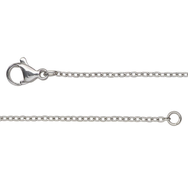 Chain 1pkg1 cable, 1.5mm / lobster claw clasp, stainless steel 16 inch image number 0