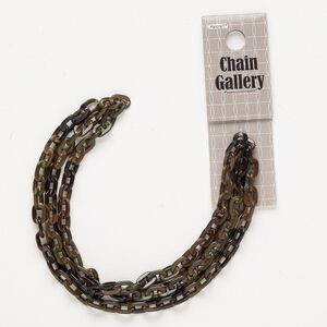 Chain aluminum / enamel 1pkg1 4.4mm oval rolo, dark brown / black / dark green 22 inches