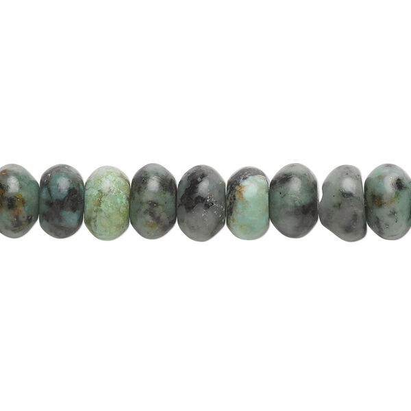 Bead, African "turquoise" (jasper) (dyed), 8x5mm rondelle, C grade, Mohs hardness 6-1/2 to 7. Sold per 15-1/2" to 16" strand. image number 0