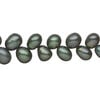 Freshwater pearl 1pkg1, herringbone-drilled rice, 13 inch dark blue-green 7x6mm-9x7mm cultured image number 0