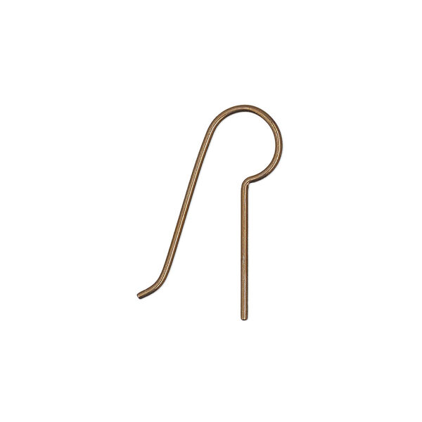 Ear wire, antique copper-plated niobium, 22mm fishhook with 14mm shank, 20 gauge. Sold per pkg of 2 pairs. image number 0