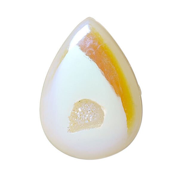 Cabochon, dichroic druzy agate (coated), mixed colors, 35x25mm non-calibrated hand-cut teardrop, C grade, Mohs hardness 6-1/2 to 7. Sold individually. image number 0