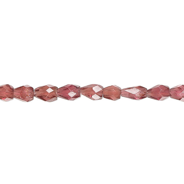 Bead, garnet (natural), 4x3mm-8x4mm hand-cut faceted teardrop, B grade, Mohs hardness 7 to 7-1/2. Sold per 14-inch strand, approximately 70 beads. image number 0