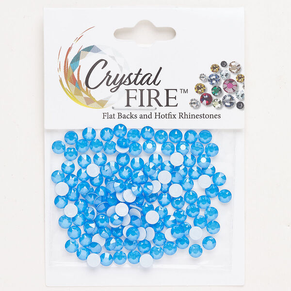 Flat back 144pk electric blue foil back, Crystal Fire® 3.80-4.00mm hotfix round SS16 image number 0