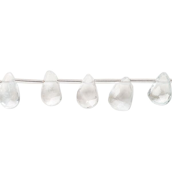 Sky blue topaz 1pkg20, hand-cut top-drilled faceted puffed teardrop bead 8x5mm-11x6mm image number 0
