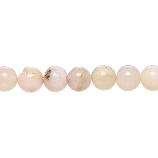 Bead, pink opal (natural), 6-7mm hand-cut round with 0.4-1.4mm hole, C grade, Mohs hardness 5 to 6-1/2. Sold per 8-inch strand. image number 0